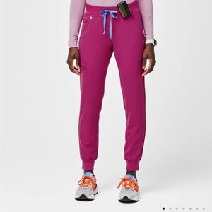 Figs High Waisted Joggers in limited edition color Raspberry Sorbet